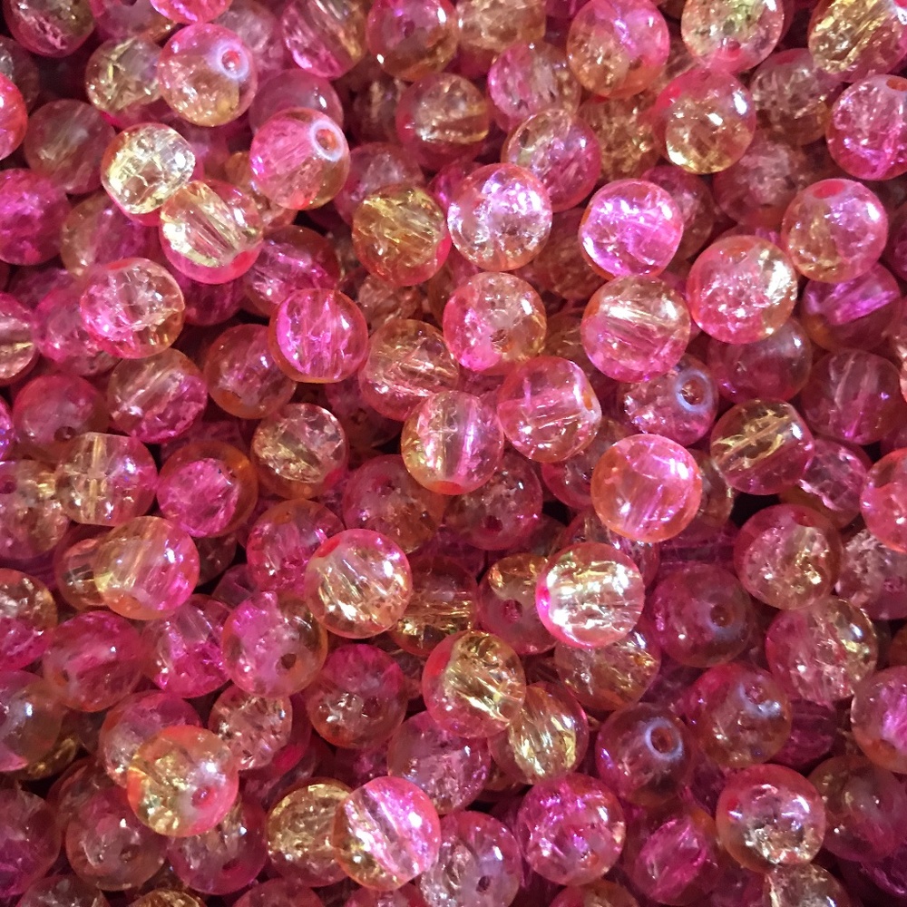 NEW TWO-TONE CRACKLE GLASS AND WOOD BEADS